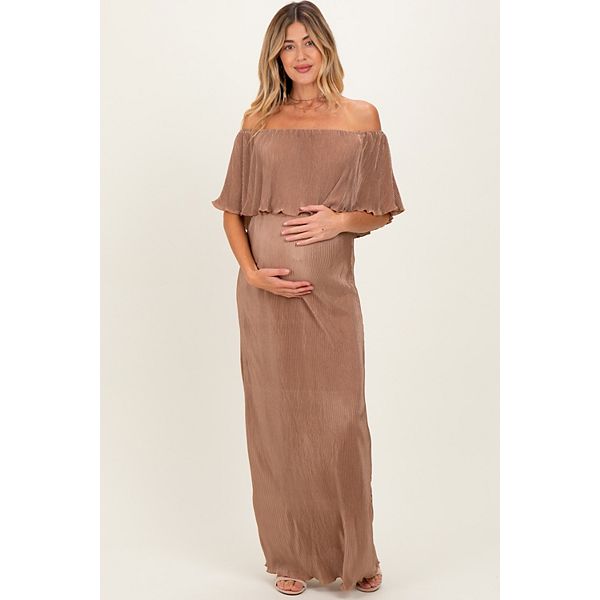 

Платье-макси для беременных с рюшами и плиссировкой на бретелях Pinkblush