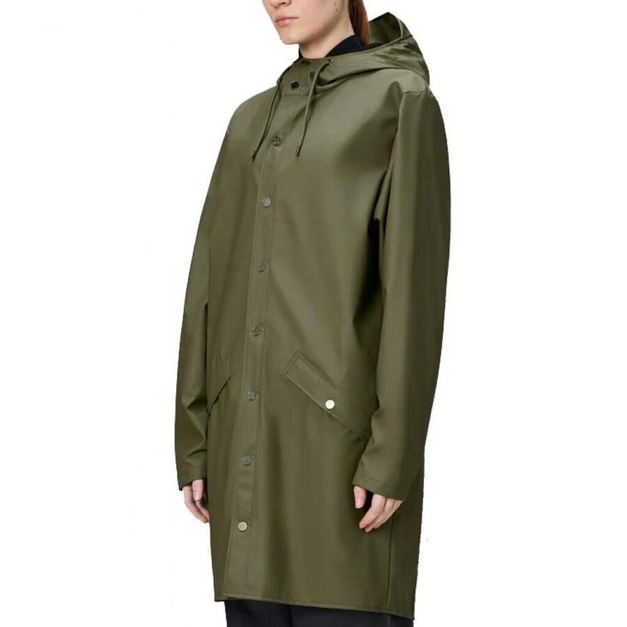 

Куртка Rains модель Long Jacket W3 цвет зеленый