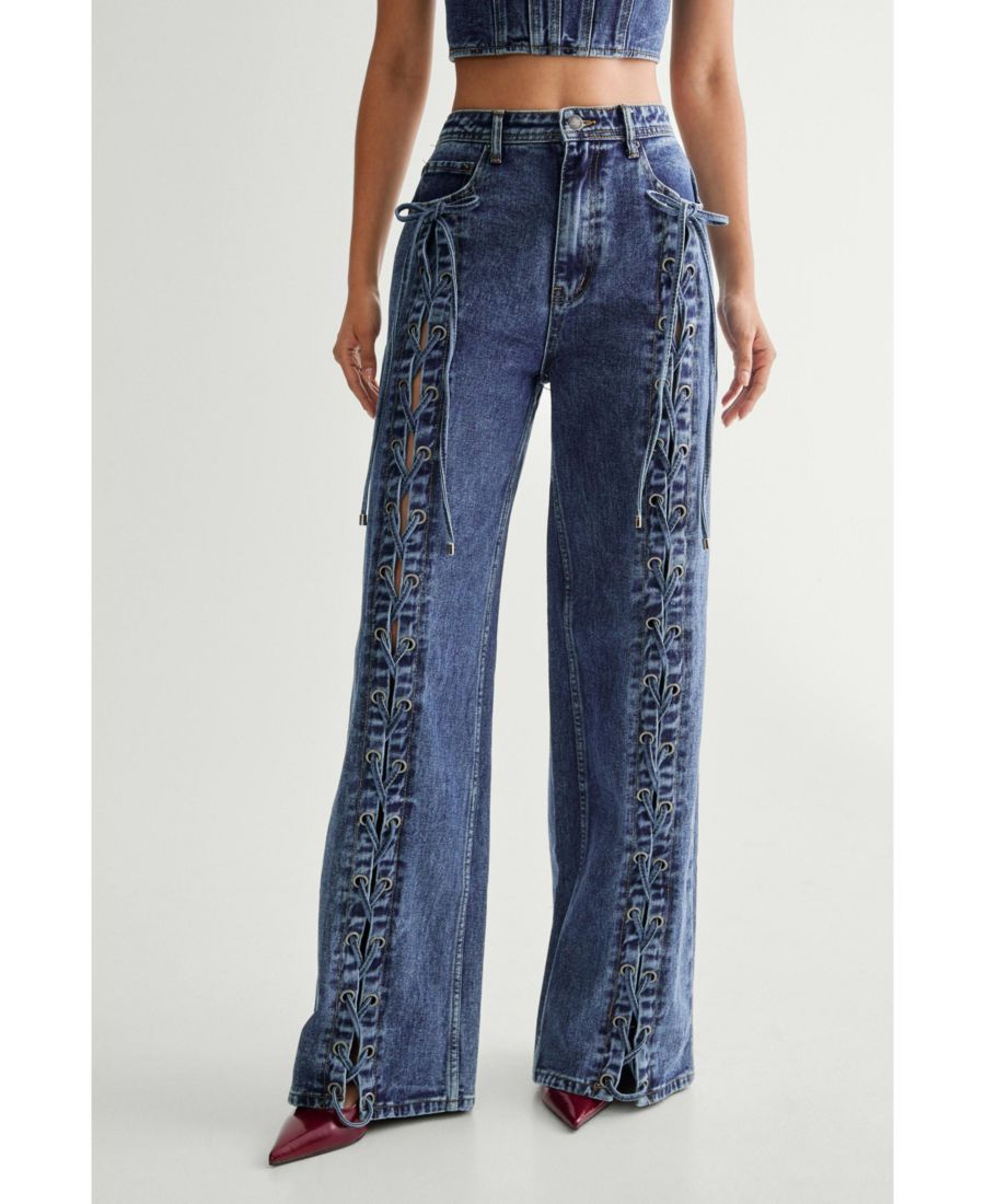 

Женские джинсы с кружевной передней частью Nasty Gal, Authentic midwash