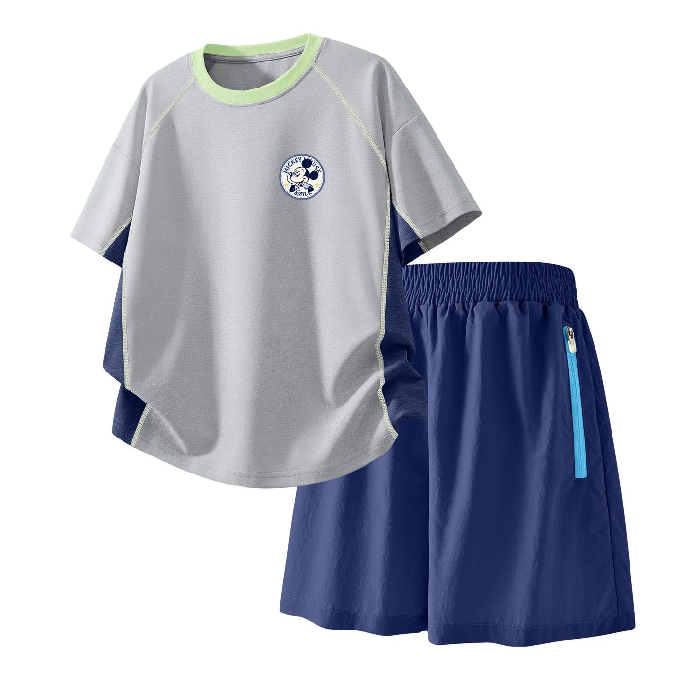 Детский спортивный костюм Casual Sportswear 2 Piece Set Disney, Di Round Star K Gray+Solid Color Deep Sea Blue