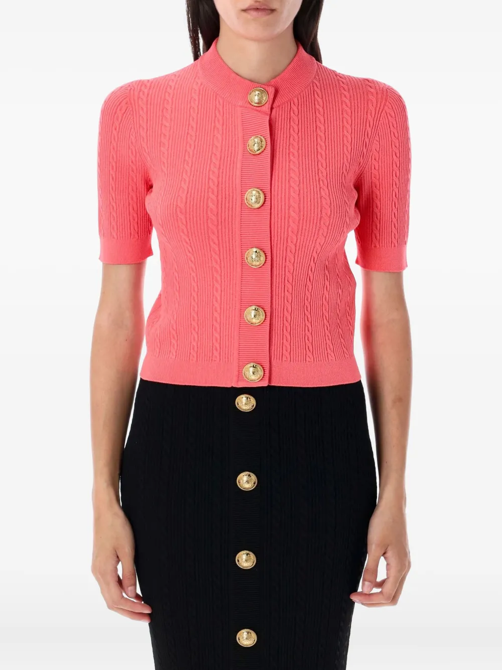 

Кардиган фактурной вязки BALMAIN, розовый