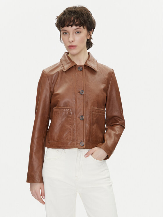 

Кожаная куртка обычного кроя Hillary PL402542 Pepe Jeans, коричневый