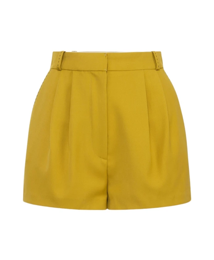 

Стильные шерстяные шорты с контрастной декоративной строчкой. Elisabetta Franchi, желтый