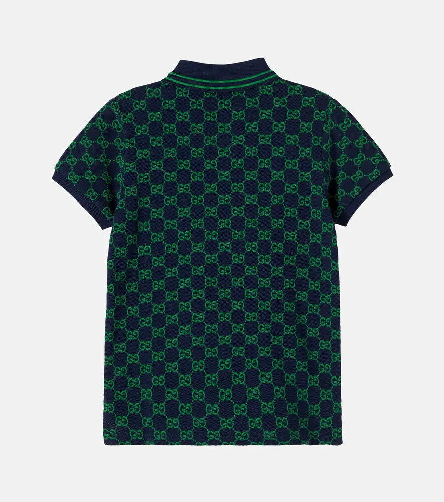 Поло-рубашка GG из хлопкового пике Gucci Kids, зеленый — фото 3