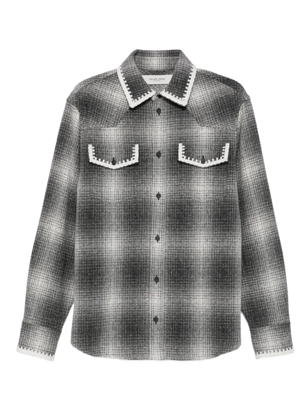 

Клетчатая куртка-рубашка в технике кроше Golden Goose, серый