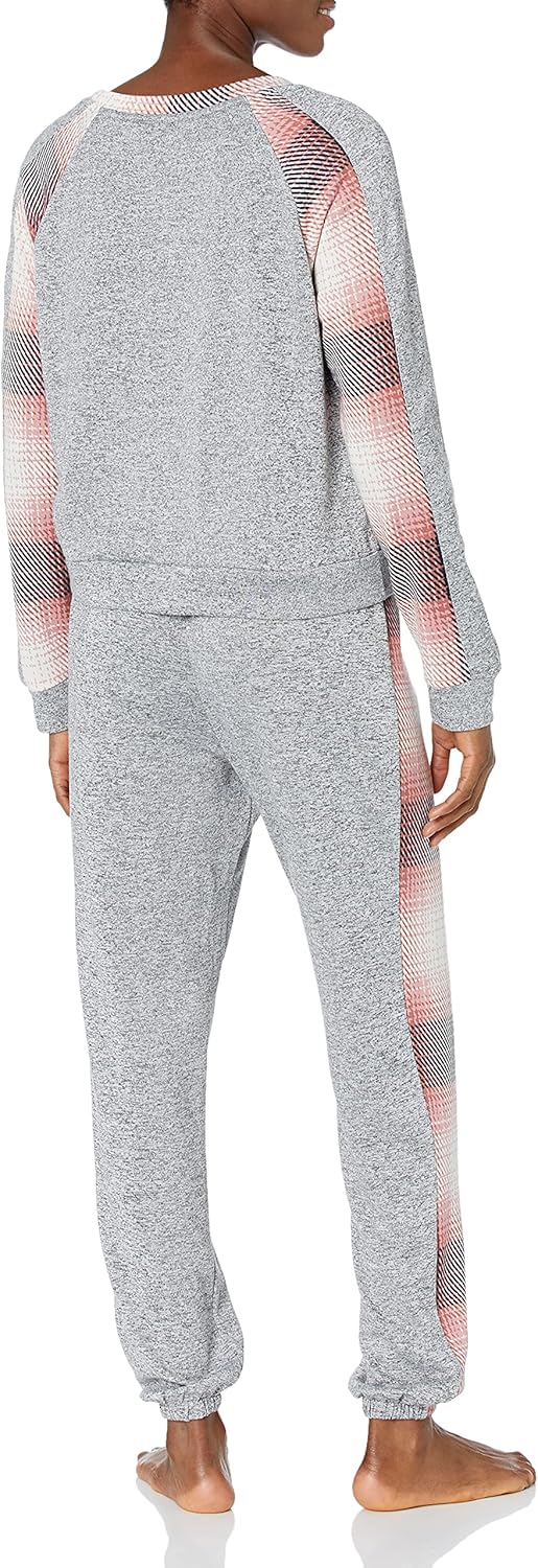 Пижамный комплект Tommy Hilfiger Hacci с длинным рукавом и джоггерами, женский, Tommy Shadow Plaid Red — фото 2
