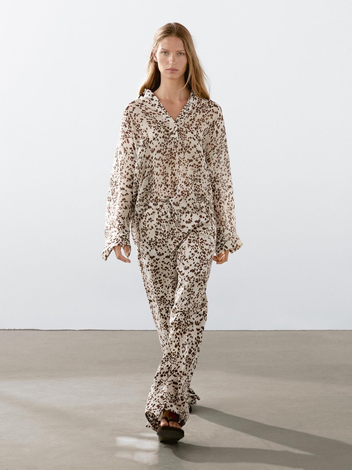 

Брюки прямого кроя с анималистичным принтом Massimo Dutti, Golden Brown