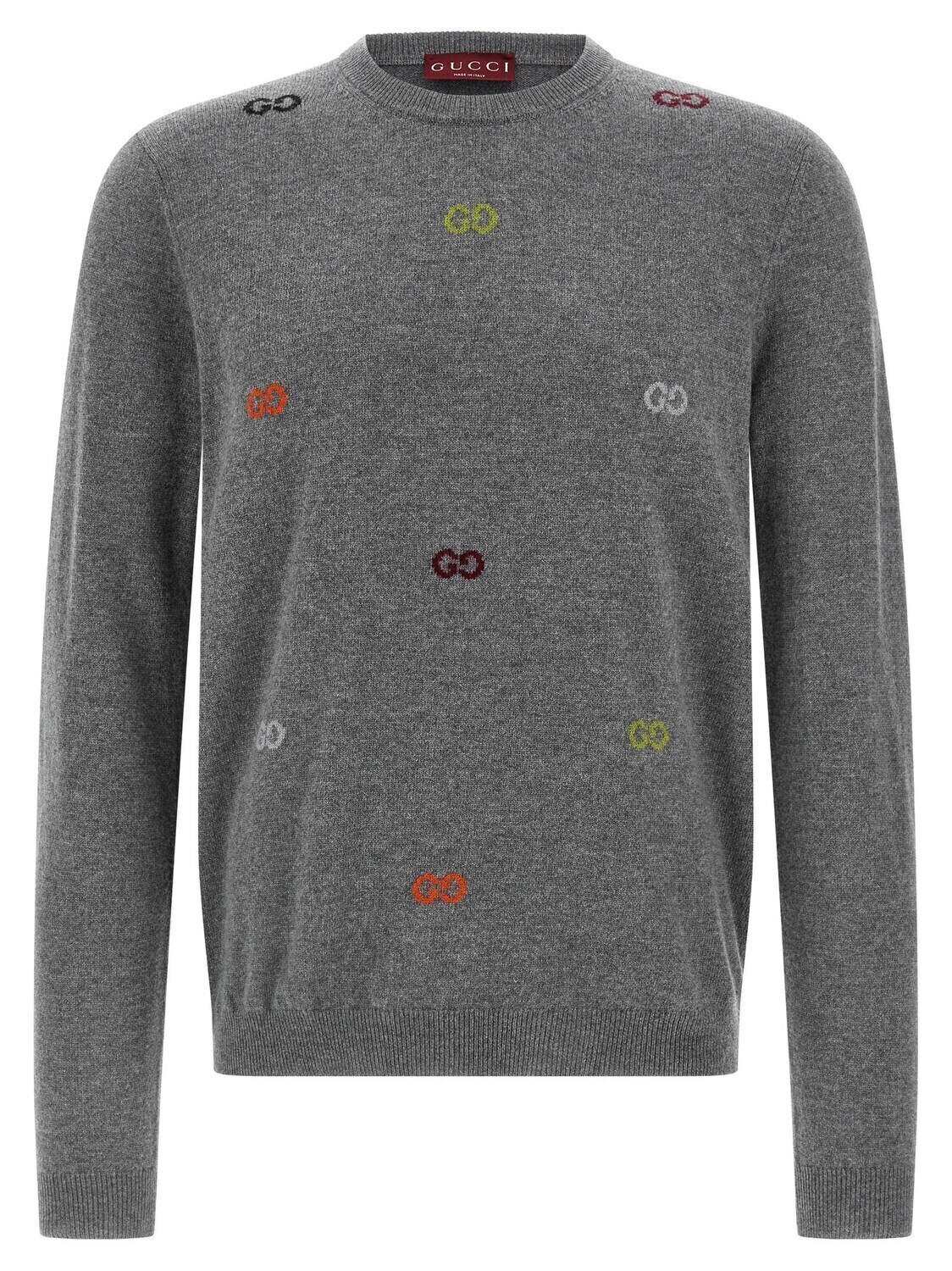 Свитер с интарсией GG GUCCI, серый