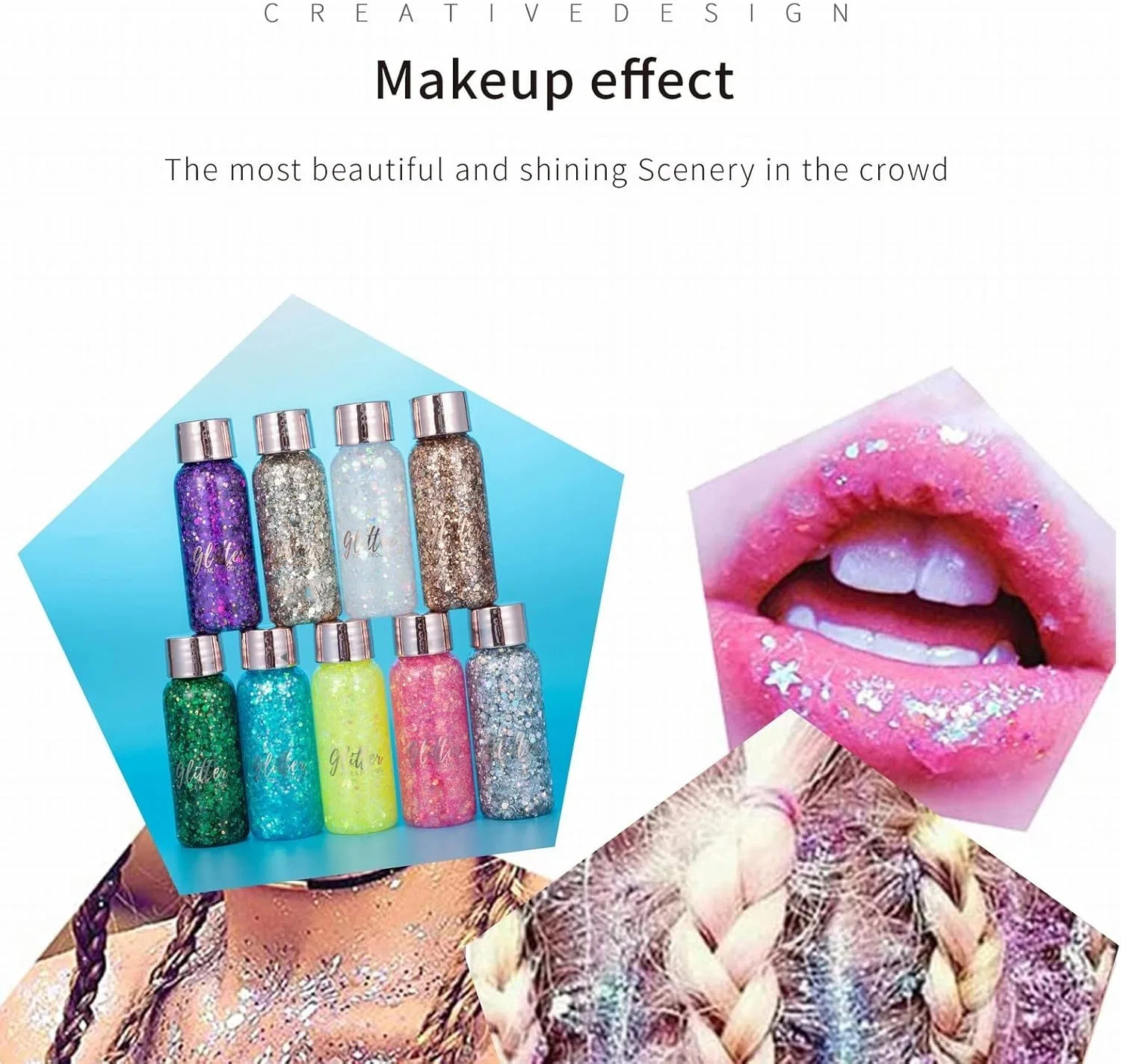Набор блестящего геля для тела и лица Glitter 3 цвета, 133 г Generic — фото 2