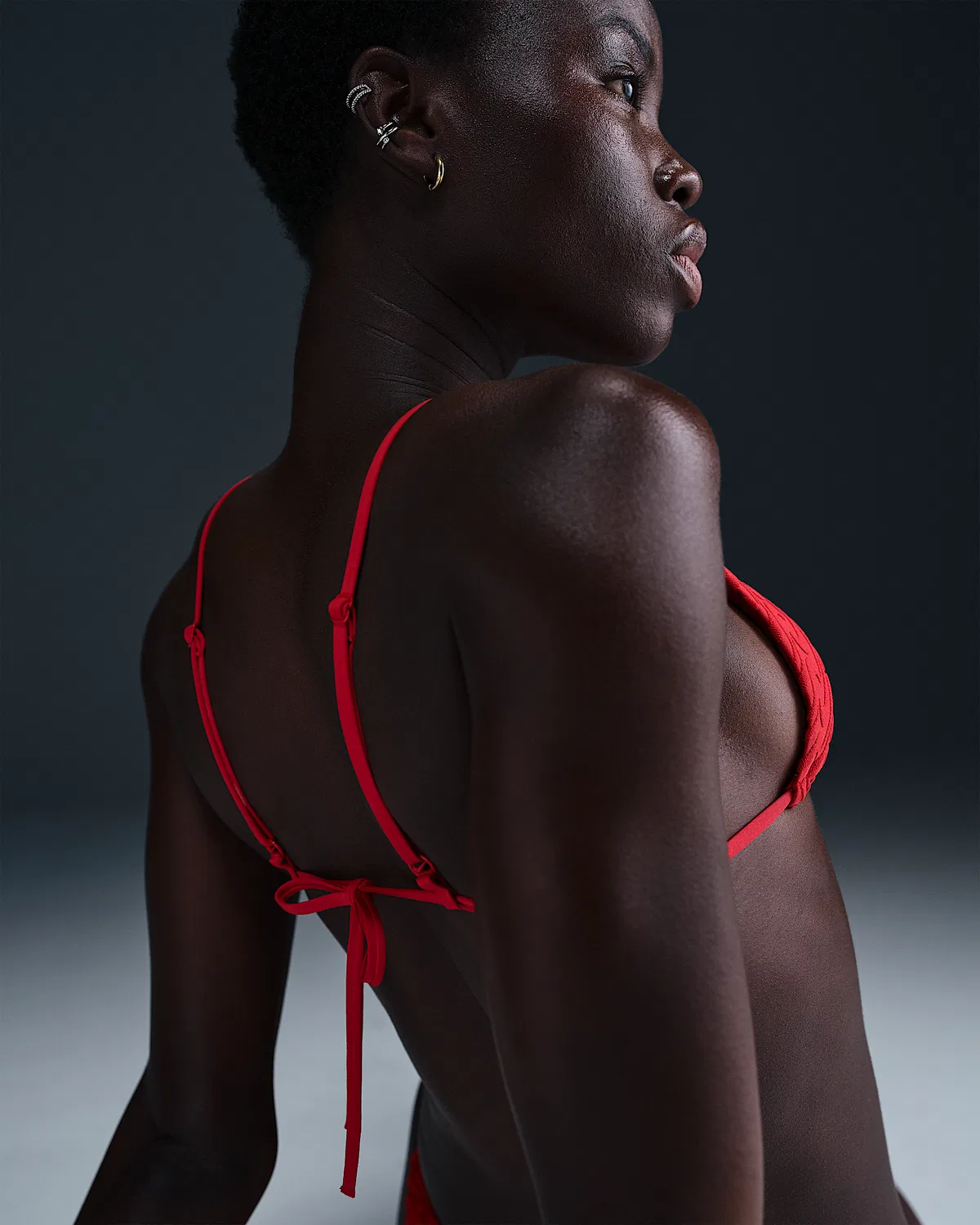 Женский треугольный бикини-топ Nike Swim с махровой текстурой, University Red — фото 2