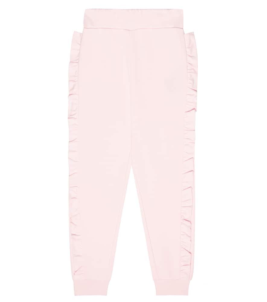 

Хлопковые спортивные штаны с рюшами Balmain Kids, 540-Rosa Chiaro