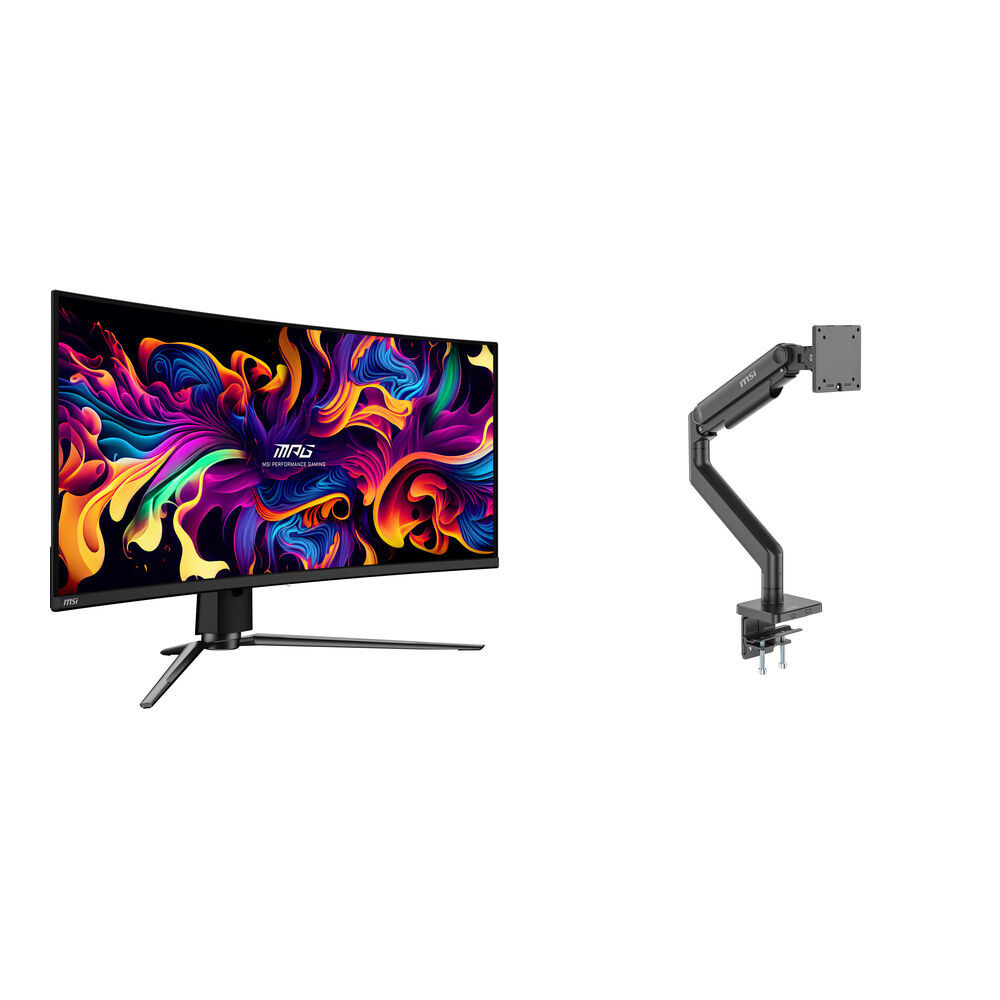 

MSI MPG 341CQPX 34-дюймовый изогнутый сверхширокий игровой монитор 1440p 240 Гц с комплектом для крепления на столе