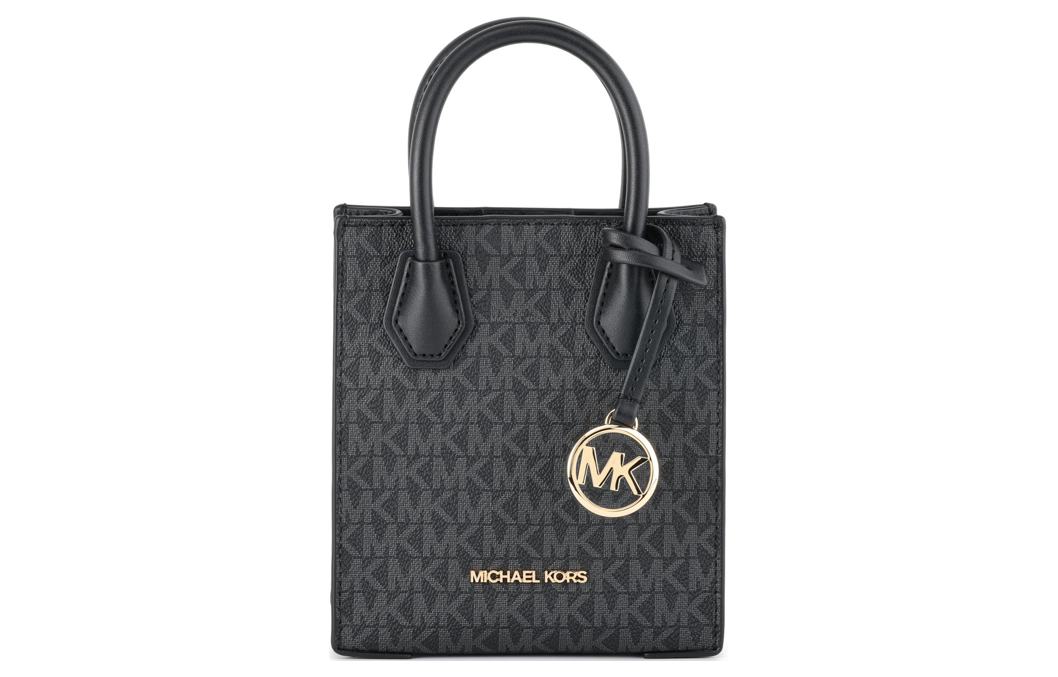 

Сумка-шоппер Mercer из кожи, через плечо, женская миниатюрная черная MICHAEL KORS