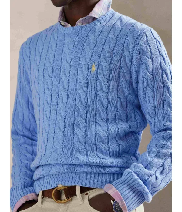 Свитер regular fit Polo Ralph Lauren, небесно-голубой — фото 4
