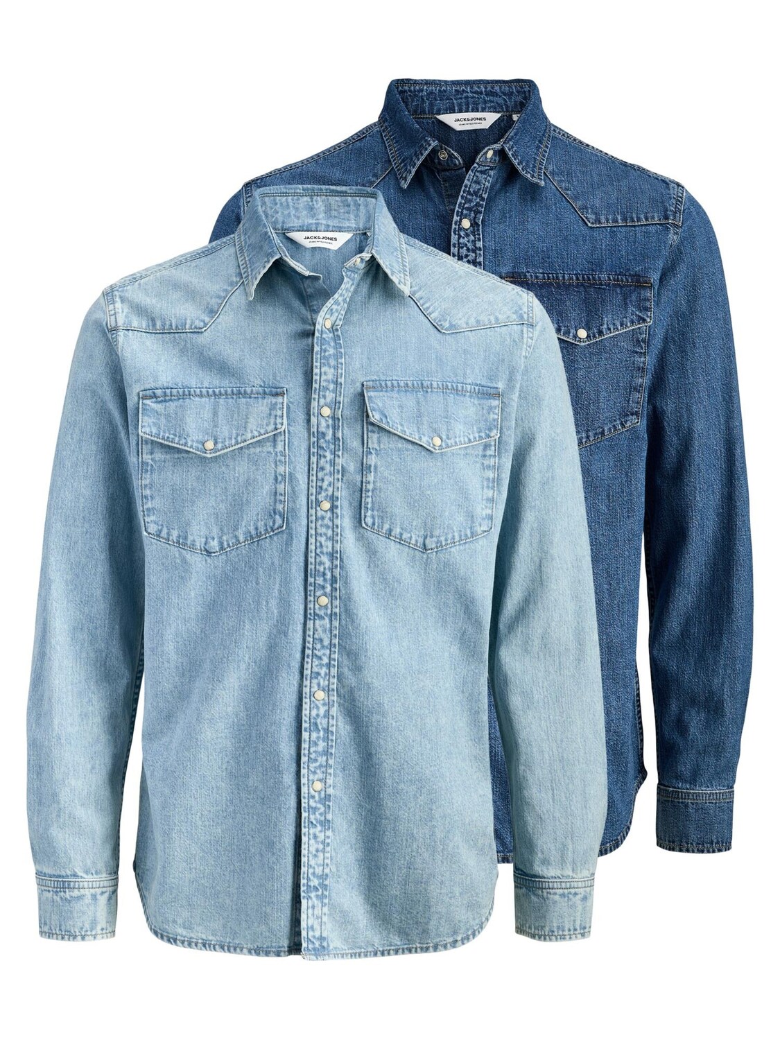 

JACK & JONES Рубашка 'Western' в облегающем крое, небесно-голубая