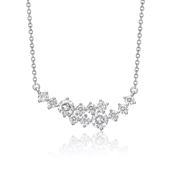 

Ожерелье из стерлингового серебра с покрытием из белого золота и прозрачным муассанитом с градуированными кластерами Genevive, white