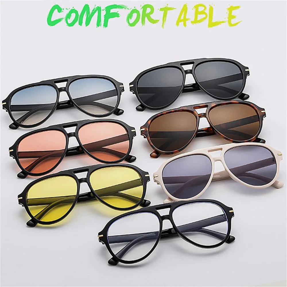 

Ретро-солнцезащитные очки большого размера с двойной перемычкой для женщин и мужчин, градиентные линзы, защита от УФ-излучения UV400, заклепки HDUBFY, Black Yellow