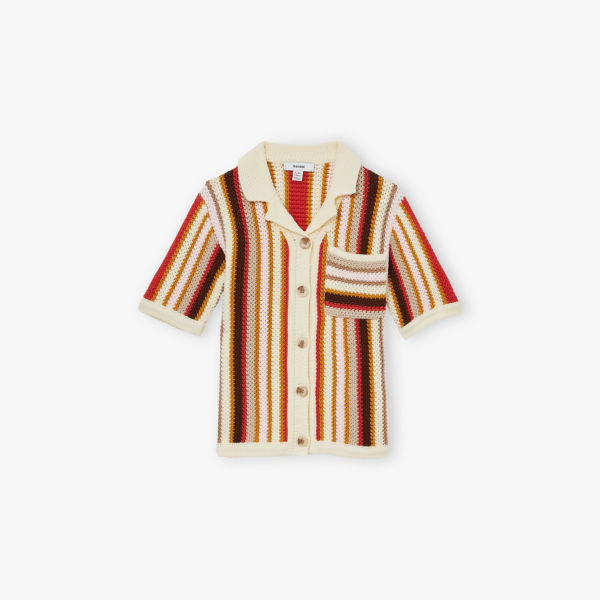 

Хлопковая рубашка с крючком в полоску Candy, 4-13 лет Reiss, мультиколор