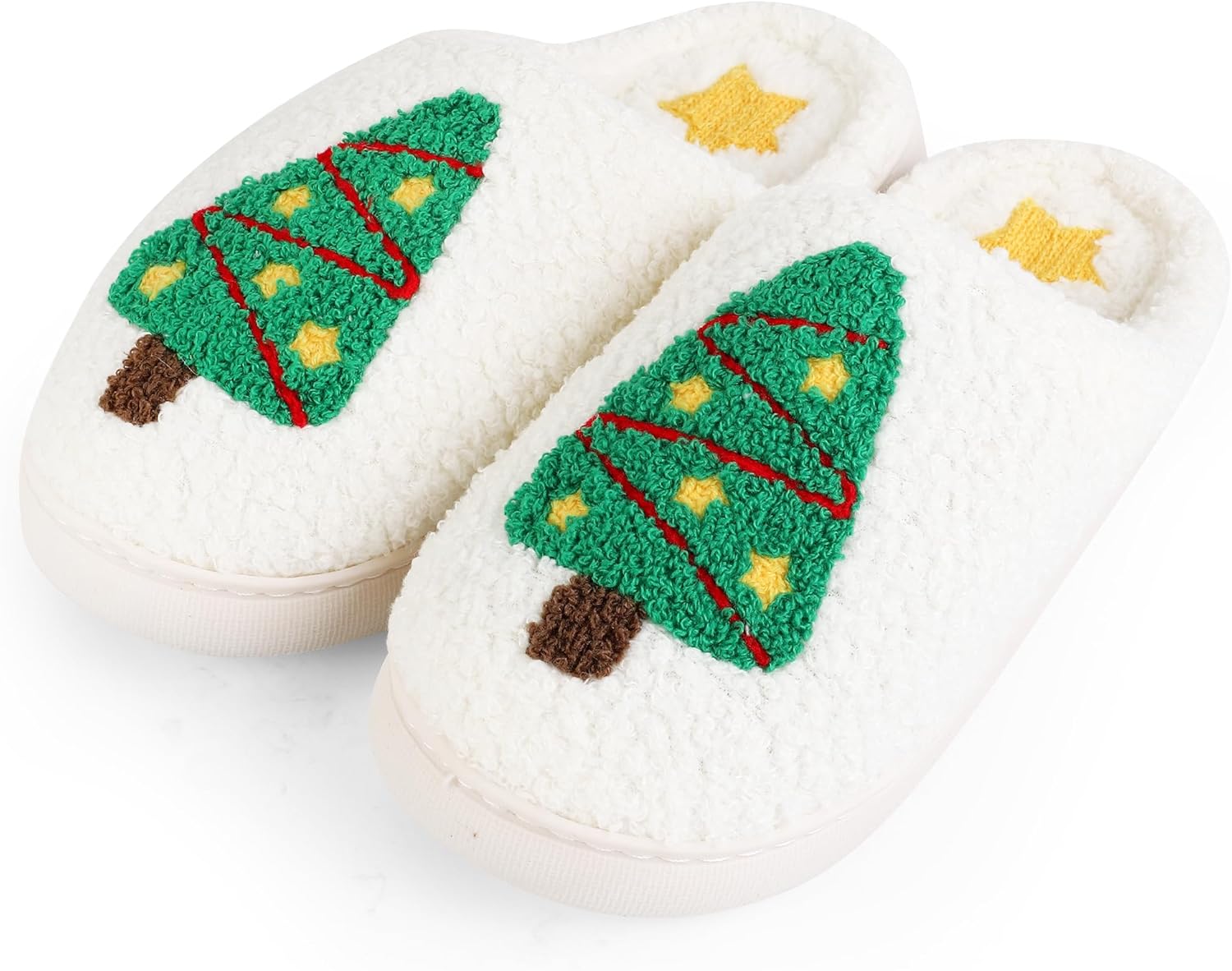 

Рождественские тапочки для женщин и мужчин, мягкие домашние зимние пушистые тапочки, милые тапочки для праздника, Рождества, для спальни и улицы (бантик, пряничный человечек) Hajoyha, Christmas Tree