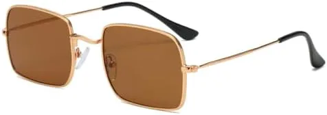 

Классические солнцезащитные очки в прямоугольной оправе для женщин и мужчин, с градиентным переходом цвета, винтажные очки для вождения MTZJH, Gold Brown