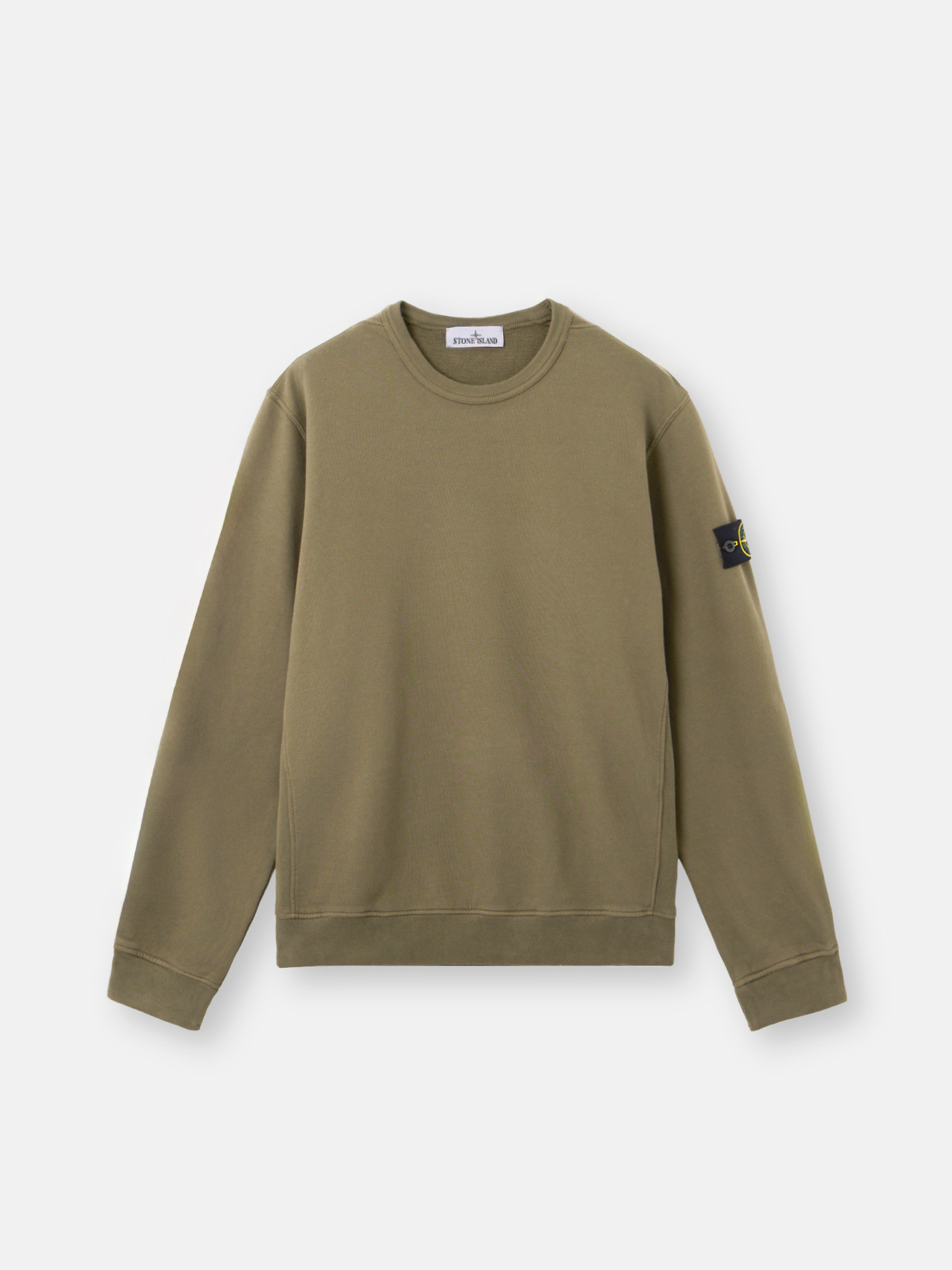 

Толстовка прямого кроя с круглым вырезом и ребристыми вставками Stone Island 6100028 BRUSHED ORGANIC COTTON FLEECE, Military Green