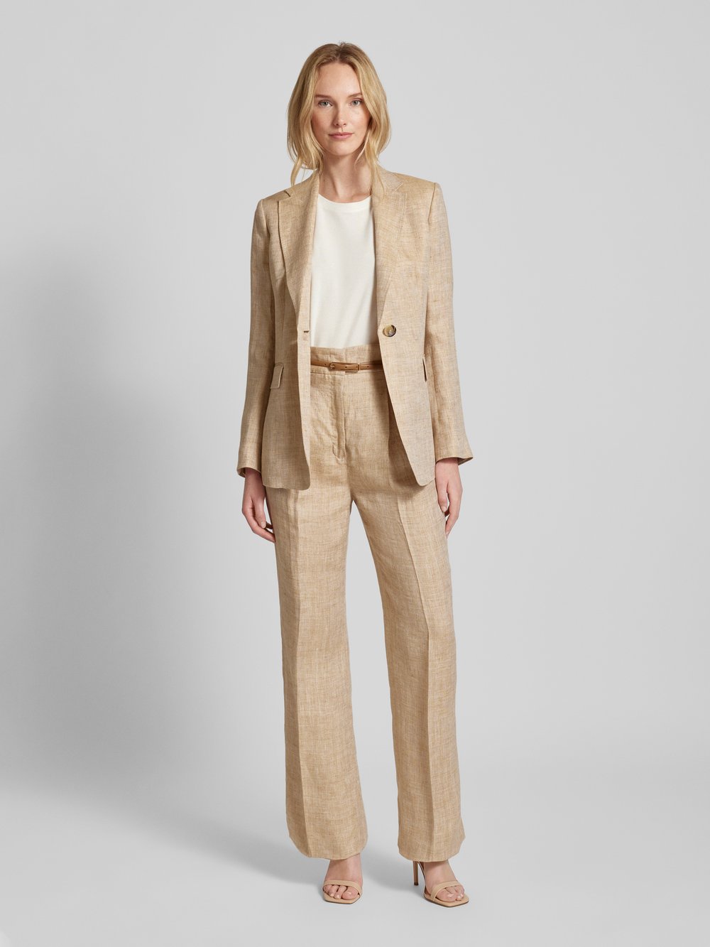 

Льняные брюки с поясом модель 'TREVISO' Max Mara Studio, бежевый