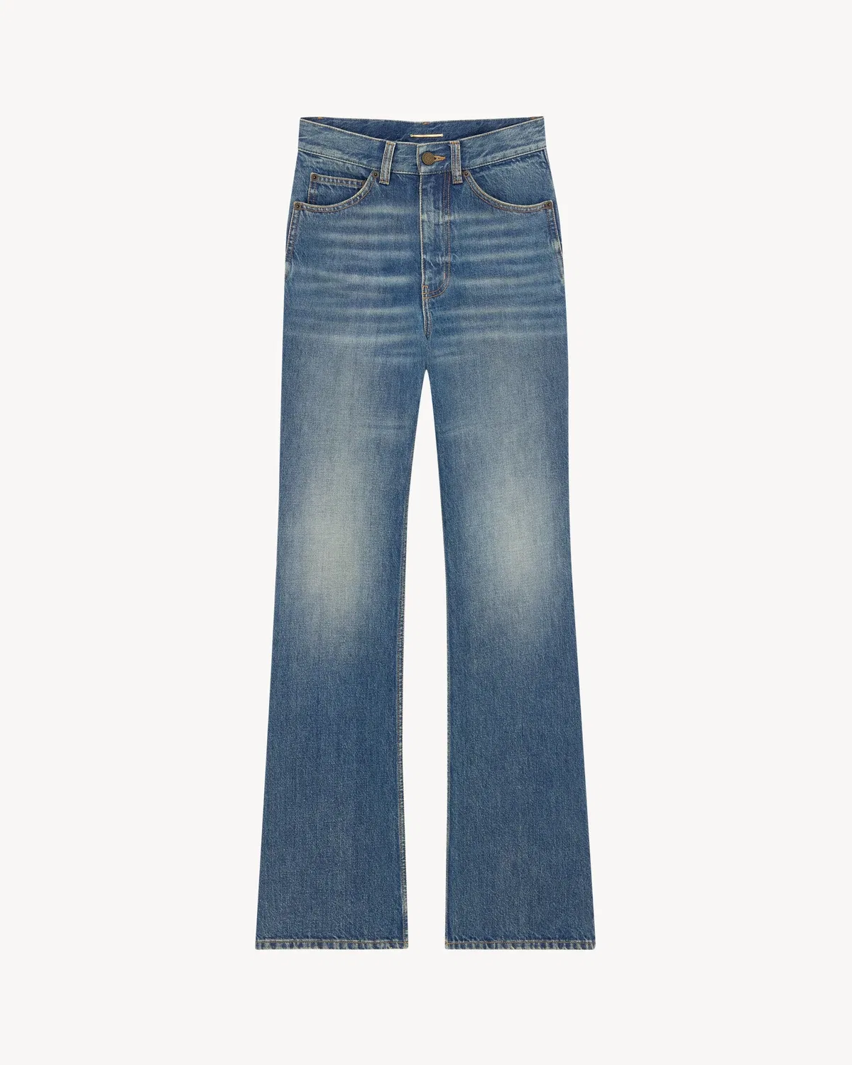Прямые джинсы с высокой посадкой CLYDE Saint Laurent, синий
