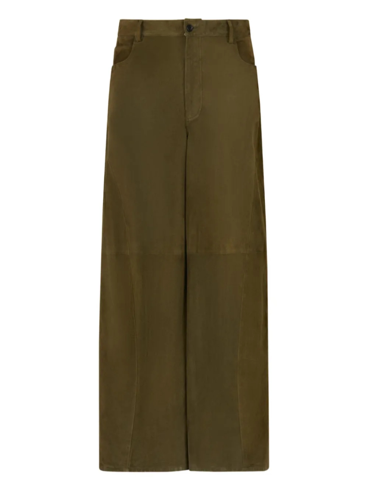 

Кожаные брюки широкого кроя Marni, зеленый
