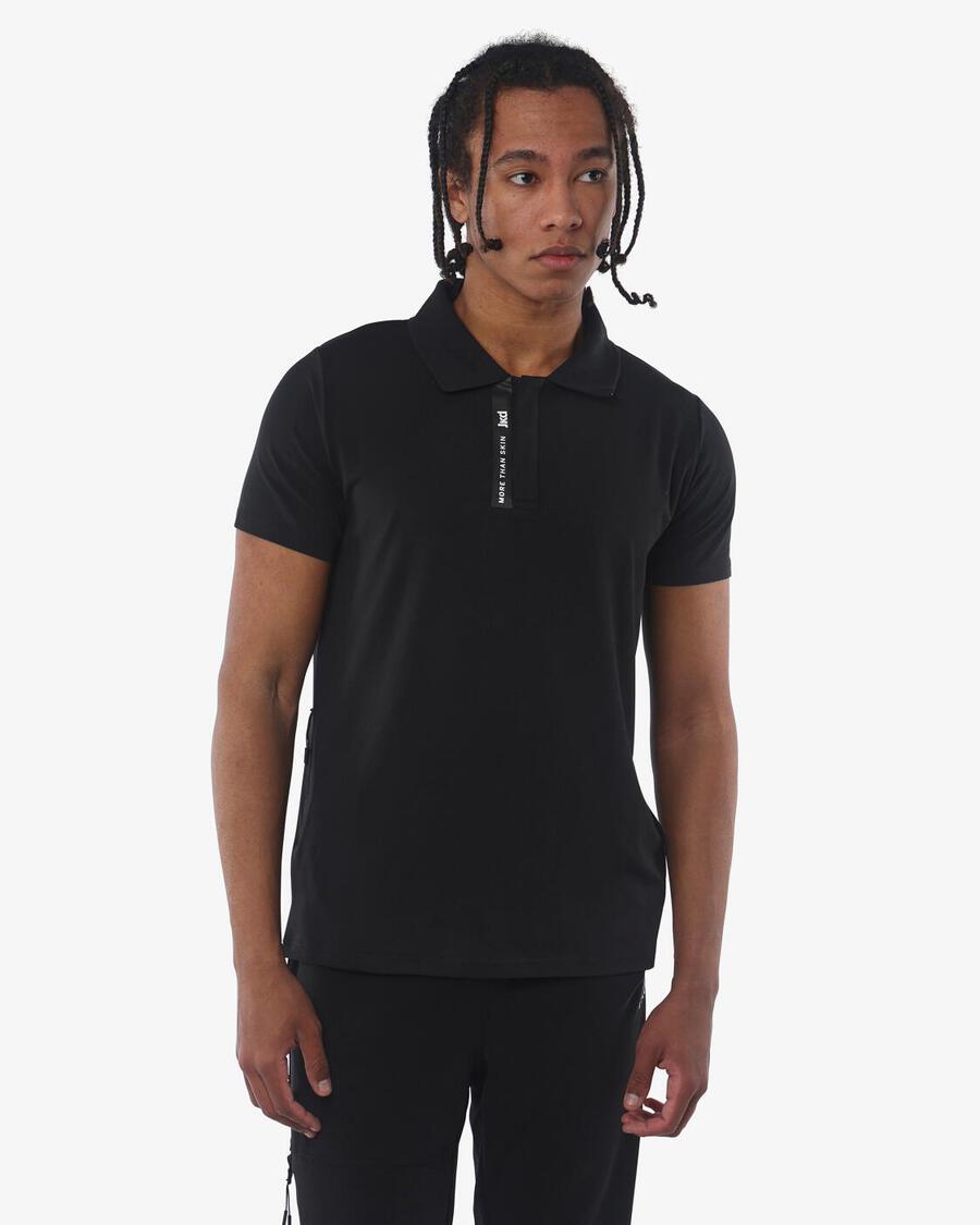 

JAKED Черная мужская рубашка-поло из синтетического материала для фитнеса