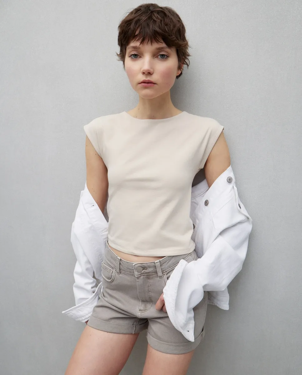 

Женская футболка с коротким рукавом и открытой спиной Easy Wear, серый