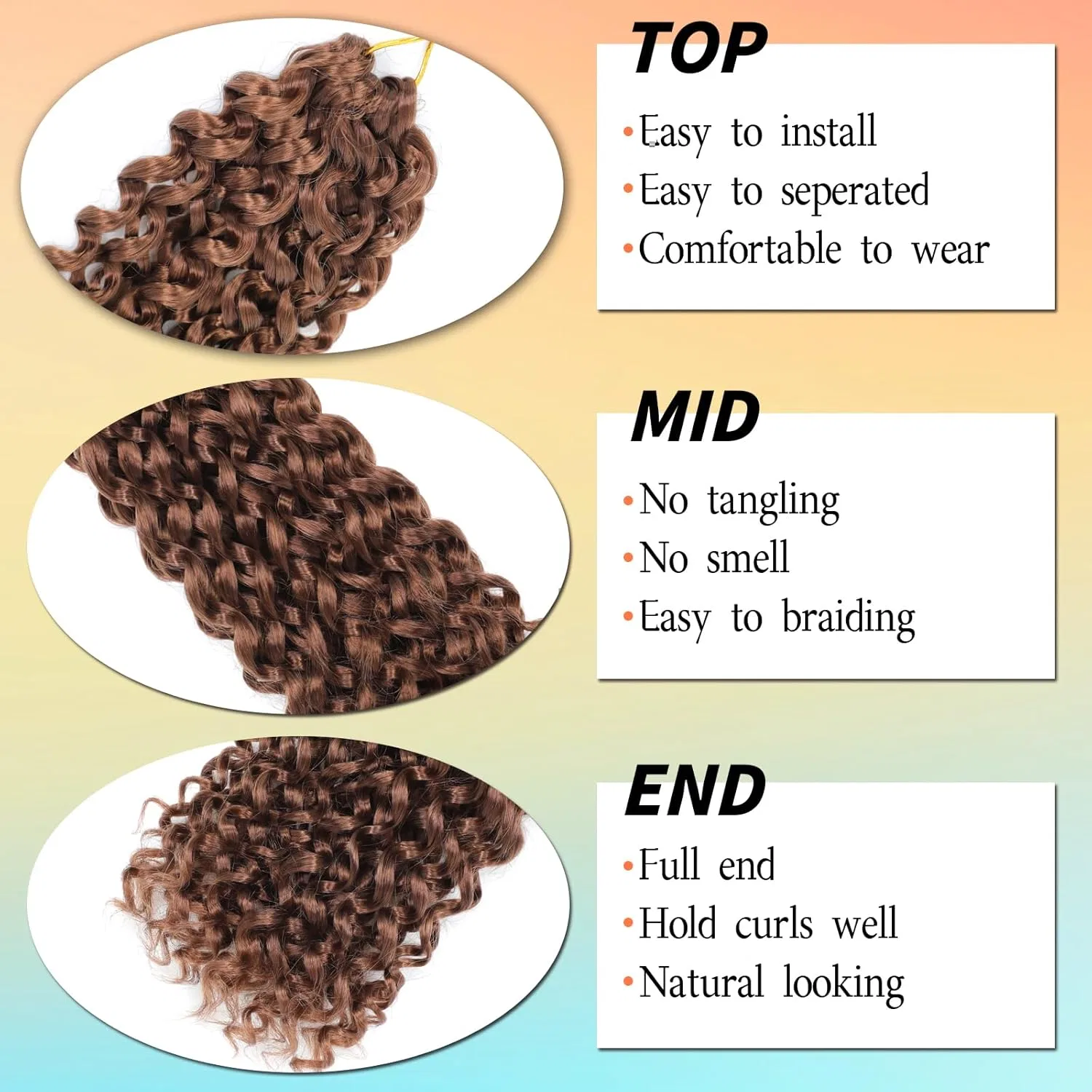 Набор из 8 упаковок GoGo Curl Crochet Hair, 18 дюймов, длинные кудрявые волосы для наращивания (30#, 18 дюймов, 8 упаковок) Fanlutyin, 30# — фото 3