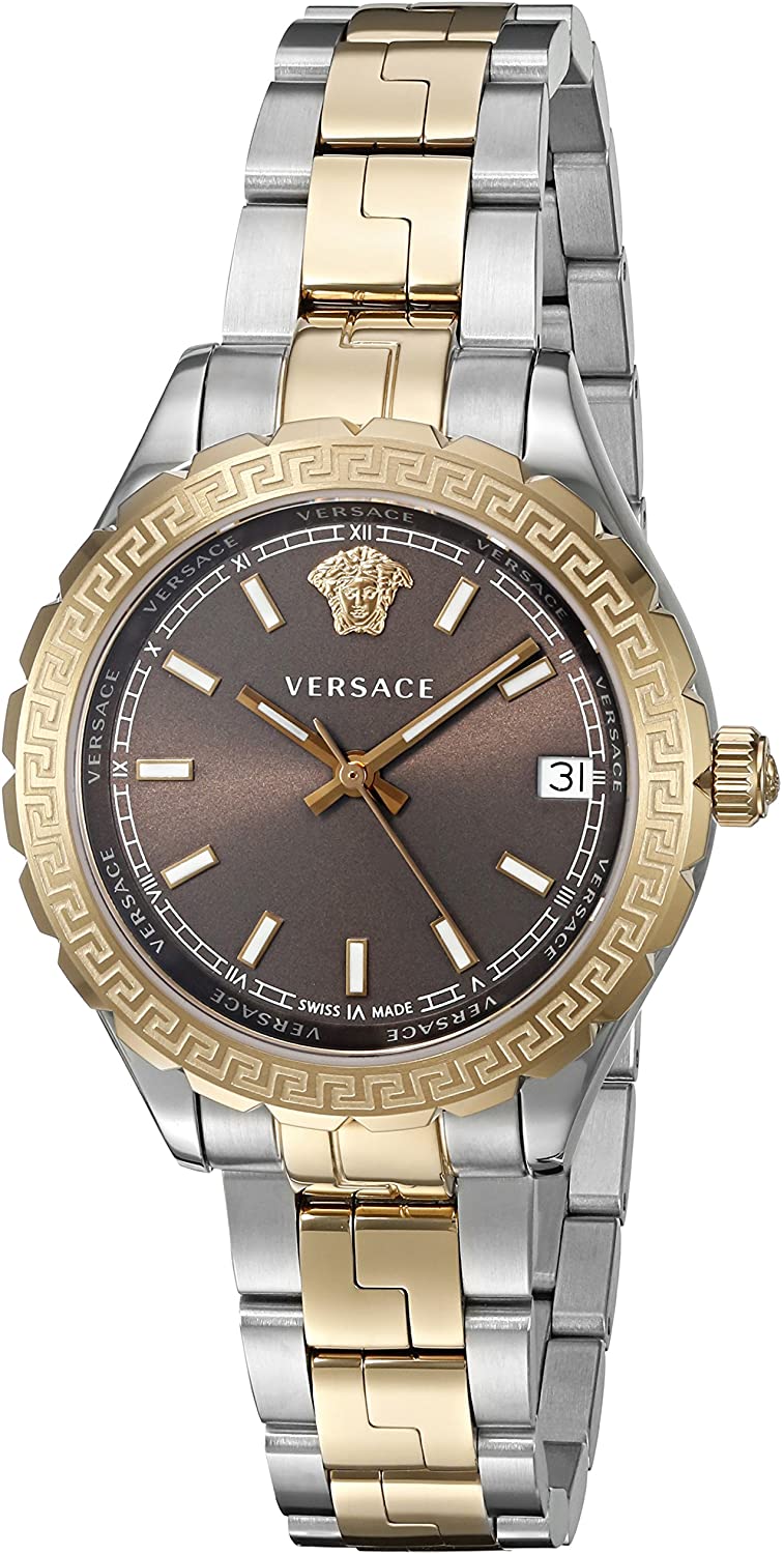 

Женские кварцевые часы Versace Hellenyium 35 мм, цвет silver and rose gold