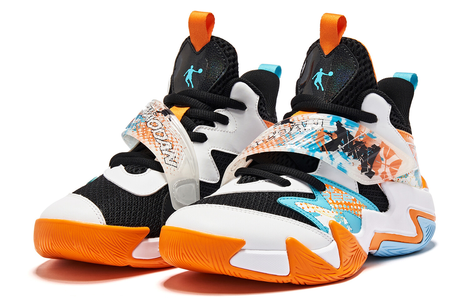 Детские баскетбольные кроссовки GS Mid-top черные/синие Qiaodan — фото 4