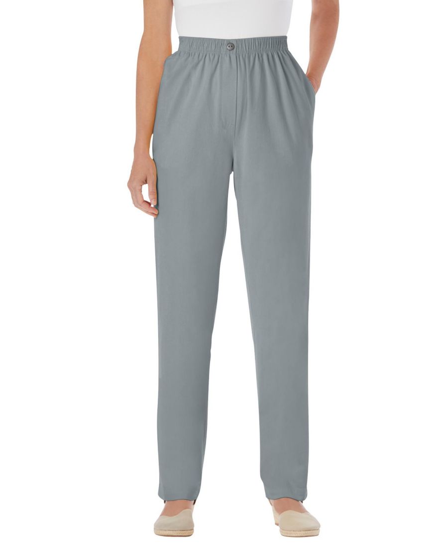 

Женские джинсы Within Tall Straight-Leg из хлопка, прямого кроя, надеваются через голову, эластичный пояс, рассчитаны на 7 дней носки Woman Within, Gunmetal