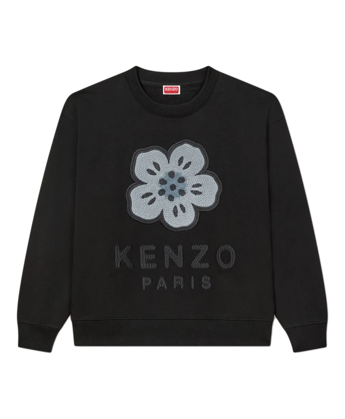 

Черный пуловер с вышитым круглым вырезом Kenzo, черный