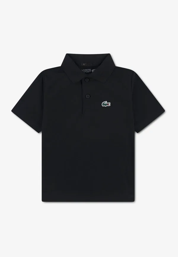 Спортивная поло-рубашка унисекс с силиконовым рисунком под крокодила Lacoste, Noir