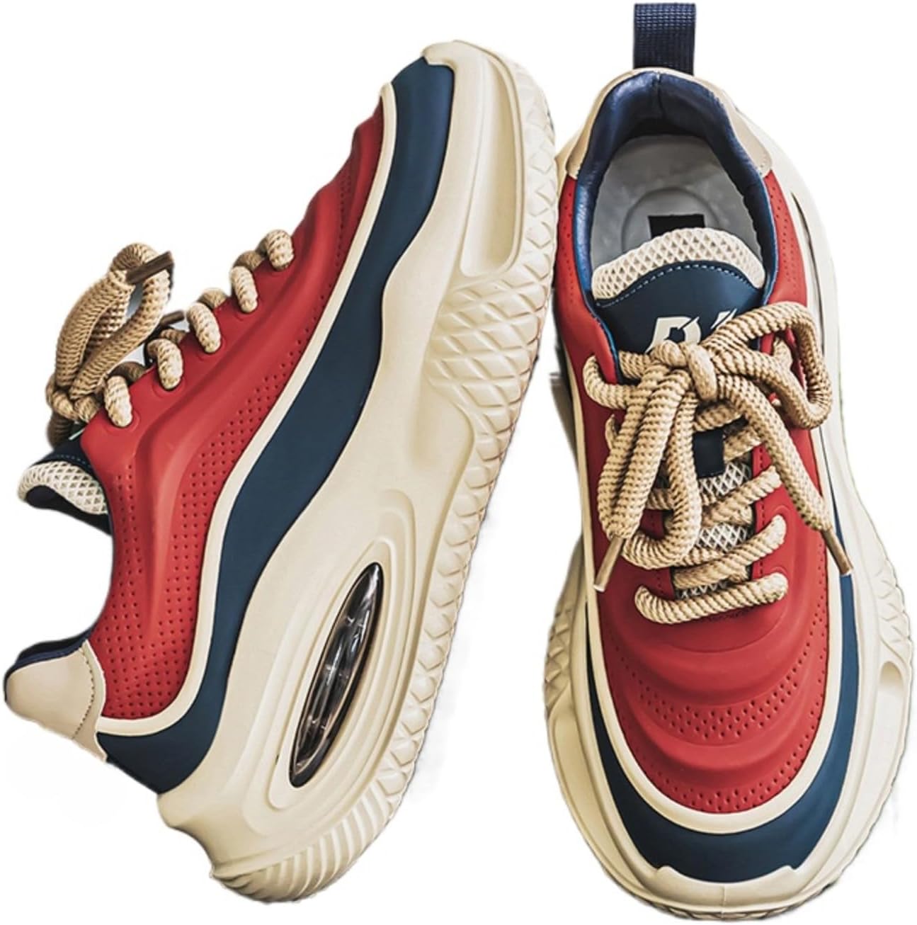 

Мужские кроссовки с массивной подошвой 2025 - дышащие платформенные туфли с амортизирующим комфортом для повседневной носки (красные, бежевые, черные) Azttoztto