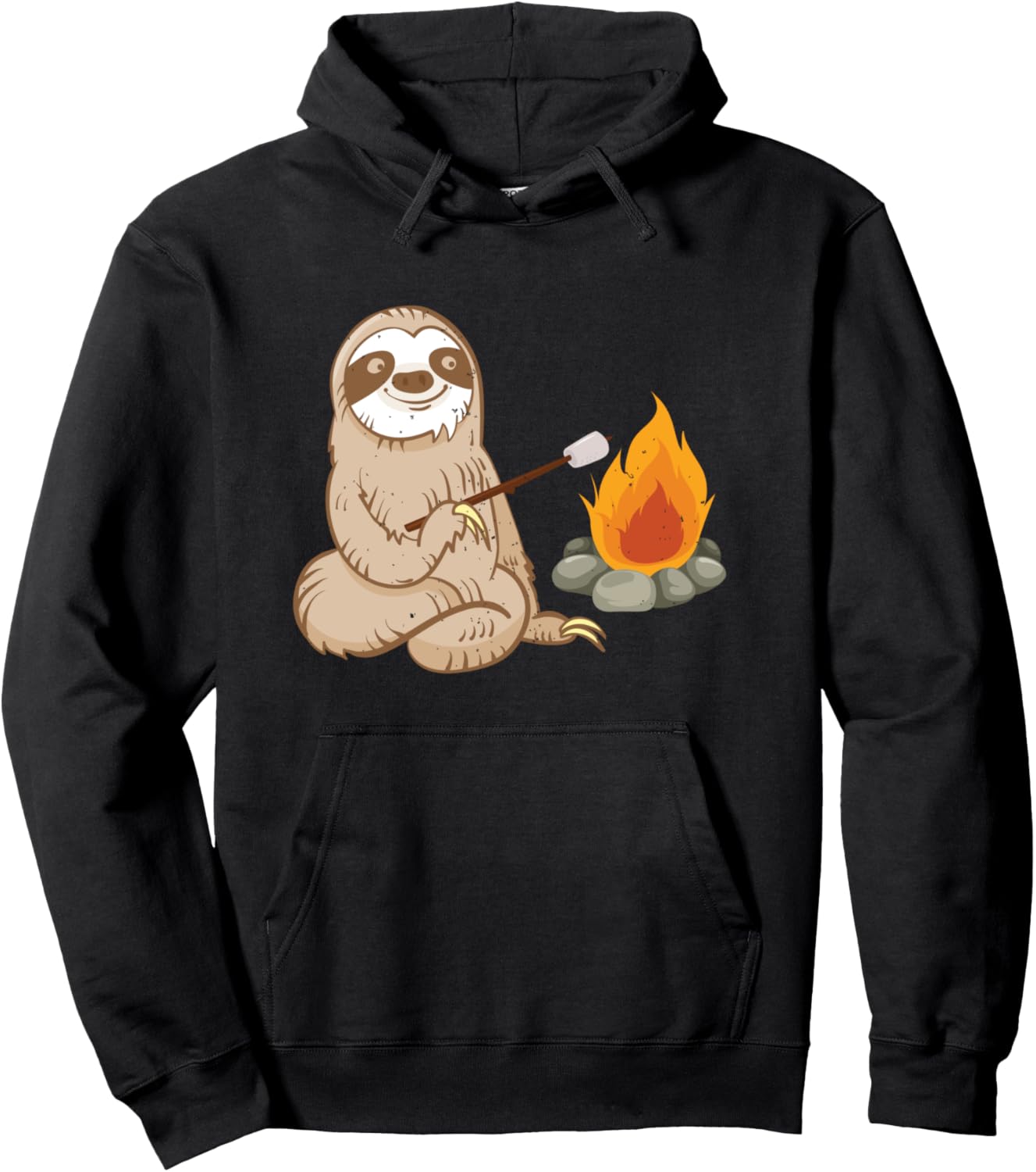 

Винтажная ретро толстовка с изображением ленивца, зефира и костра Camping Sloths Designs, черный