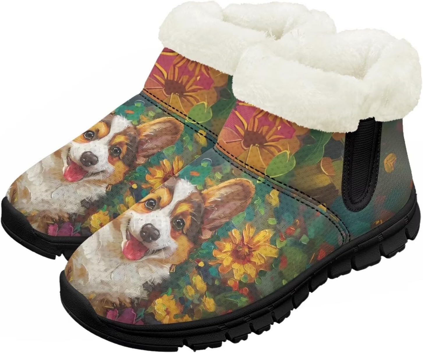 

Зимние ботинки для малышей для мальчиков и девочек, утепленные и очень легкие с плюшевой подкладкой и подошвой с противоскользящим эффектом Chririnla, Cute Corgi