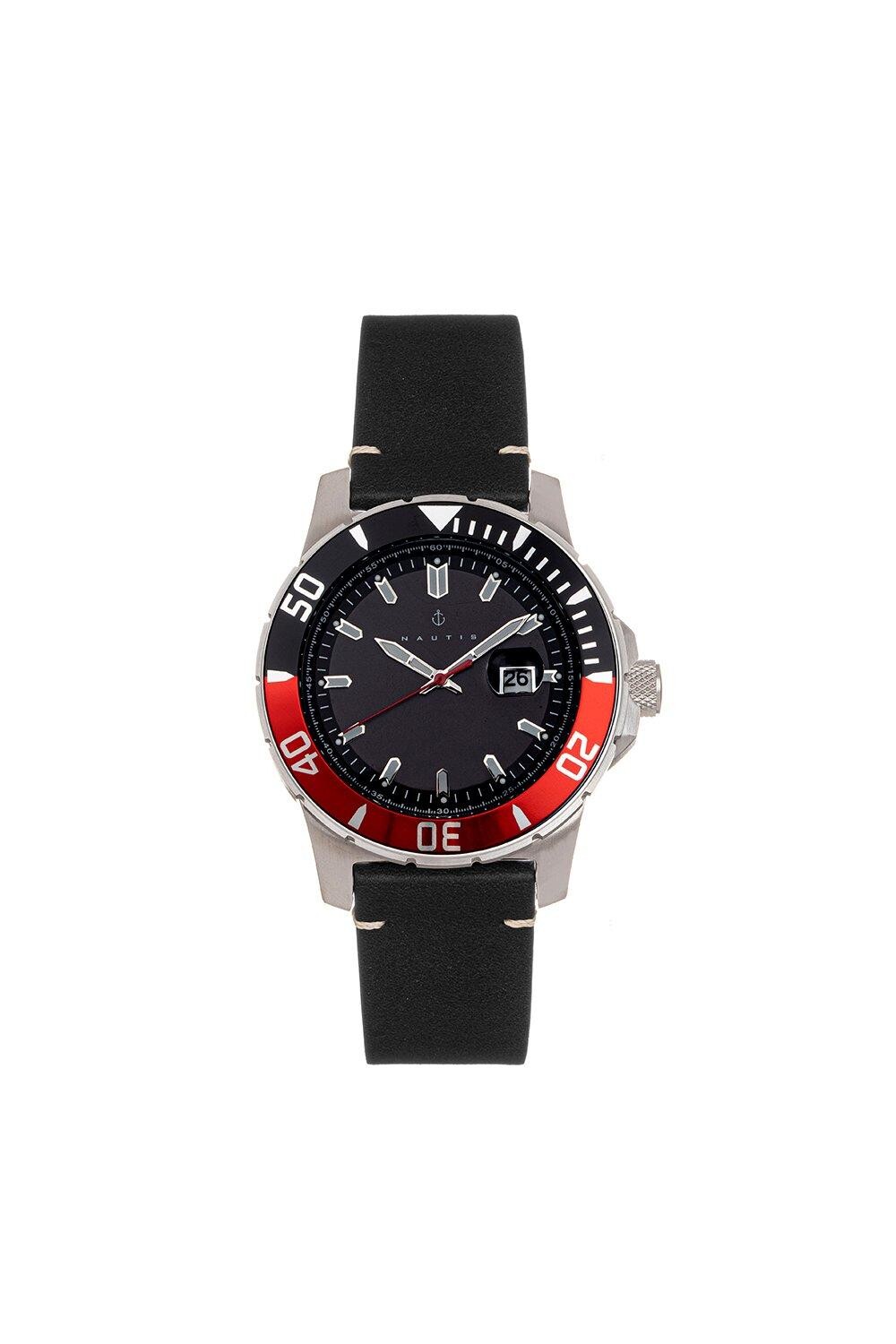 

Часы Dive Pro 200 с кожаным ремешком и датой Nautis, красный