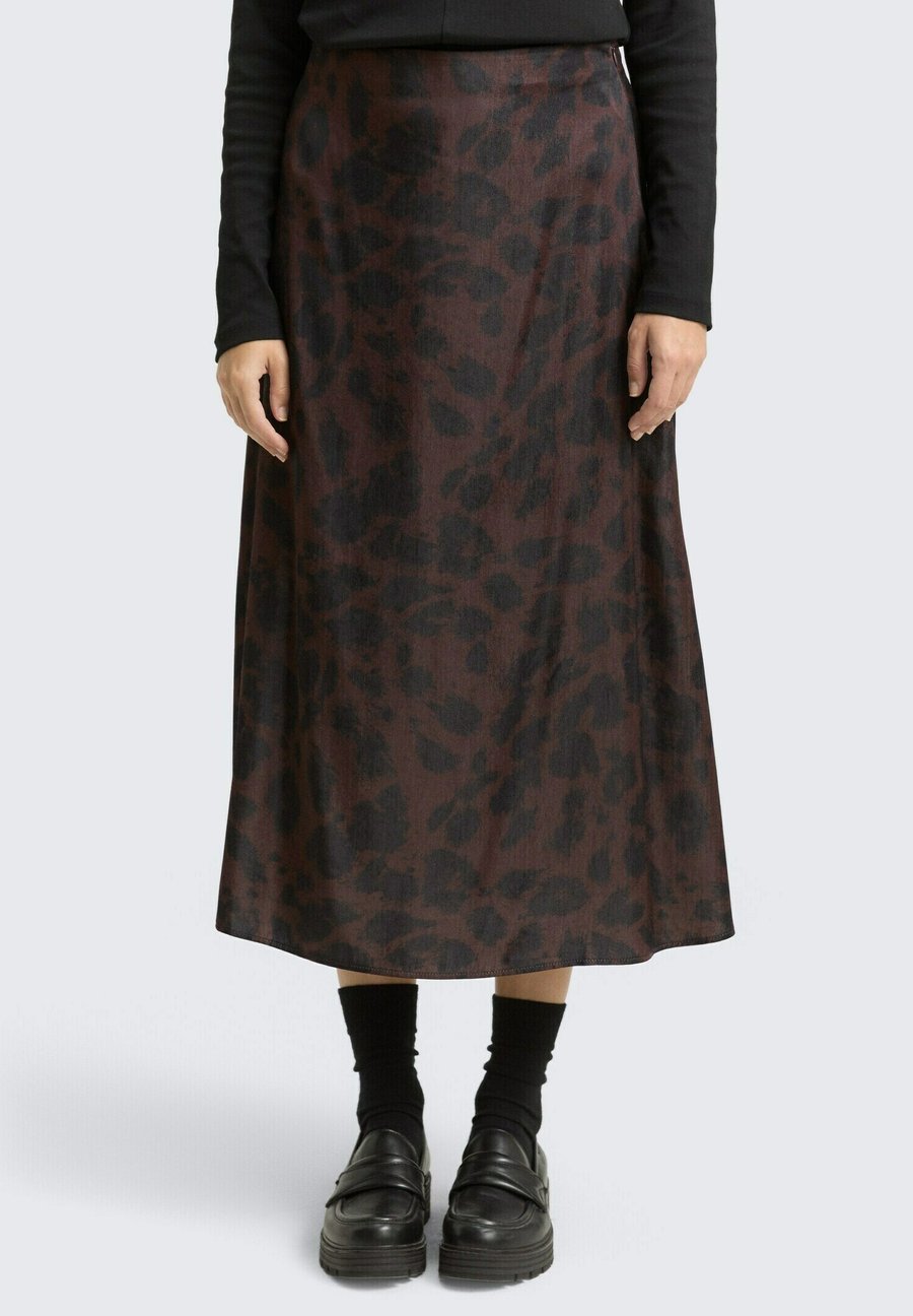 

Юбка TOM TAILOR MIDI, Brown/Black Big Leo Print/Brown