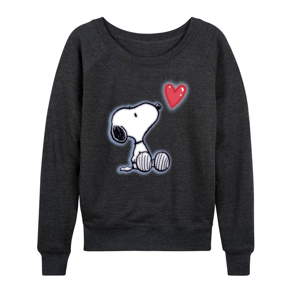 

Женский легкий свитшот из френч терри Peanuts Snoopy Heart Licensed Character, цвет Heather Charcoal Gray