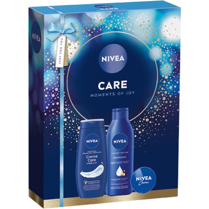 

Подарочный набор Nivea Care Moments of Joy для женщин, включающий молочко для тела и гель для душа. Beiersdorf