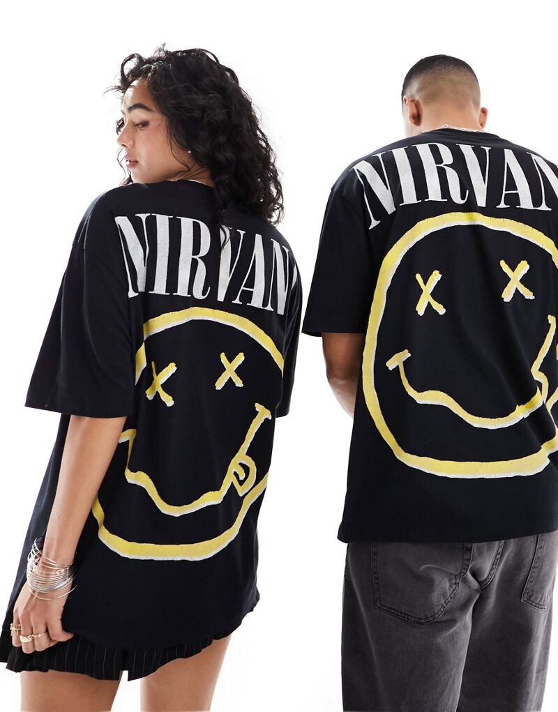 

ASOS DESIGN – черная футболка оверсайз унисекс с лицензионным изображением Nirvana