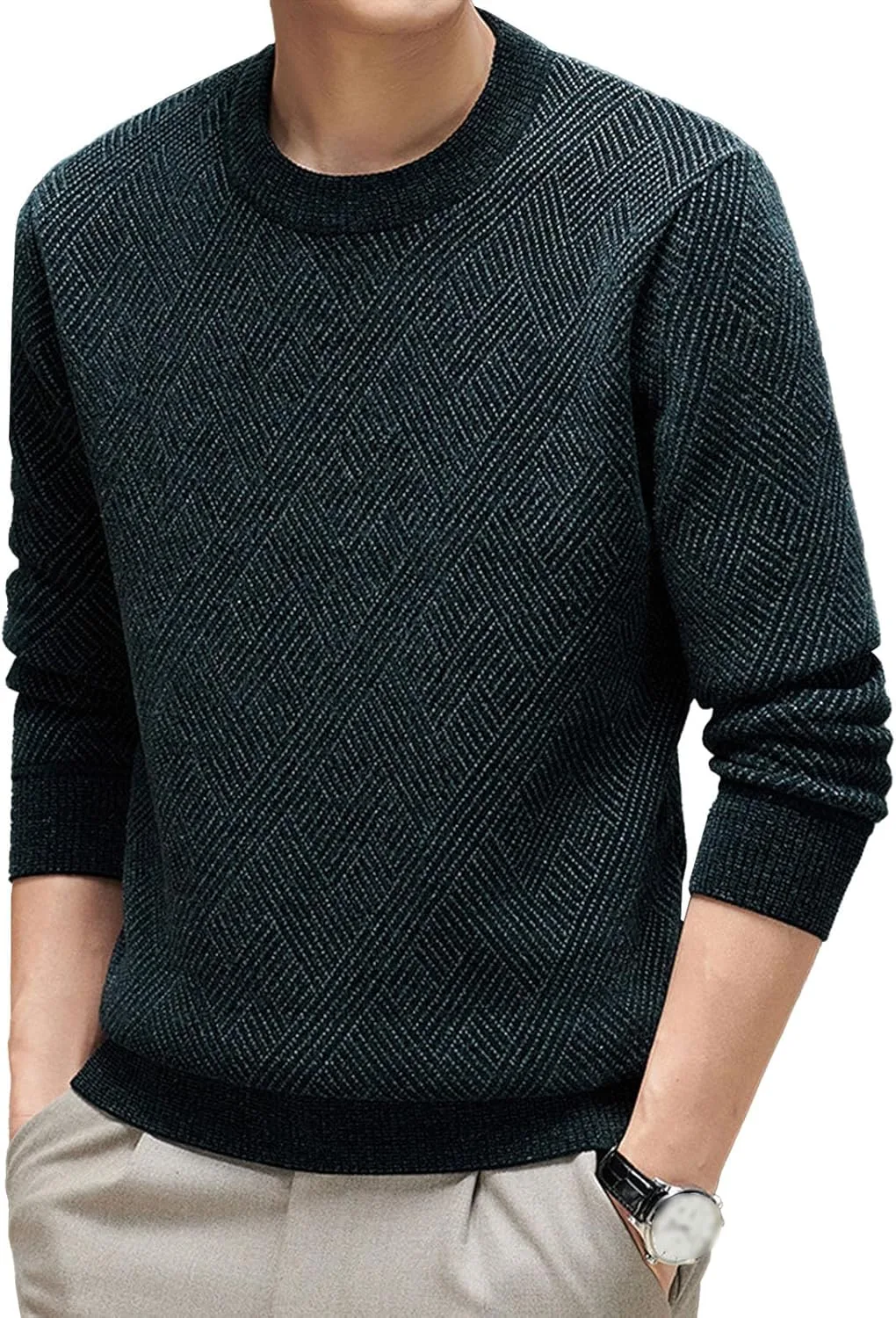 

Мужской мягкий свитер с длинным рукавом slim fit TrndTrsure