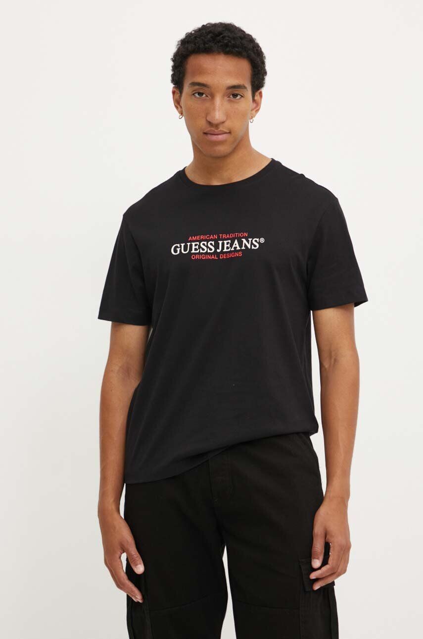

Хлопковая футболка Guess Jeans, черный