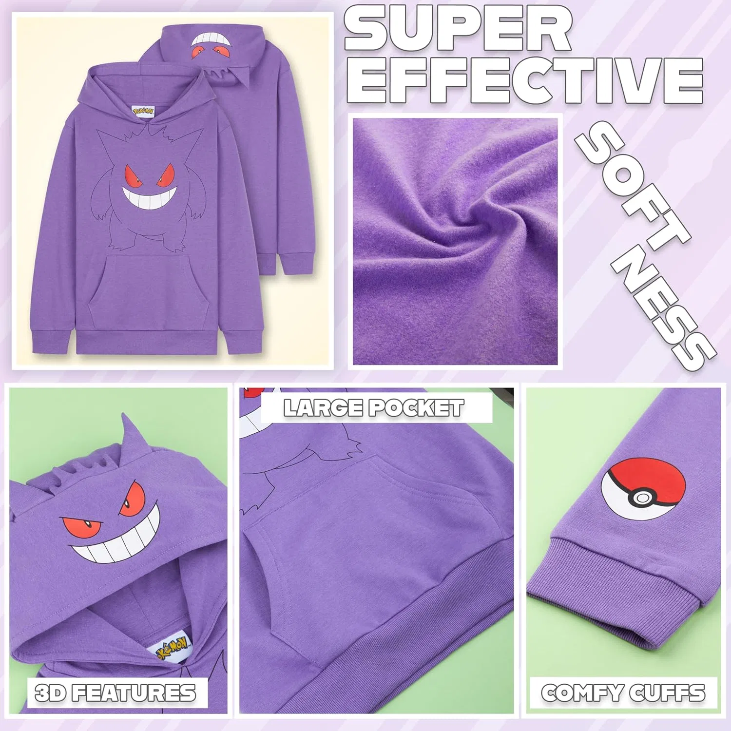 Детский спортивный костюм Pokémon, 2 предмета, фиолетовый Gengar — фото 4
