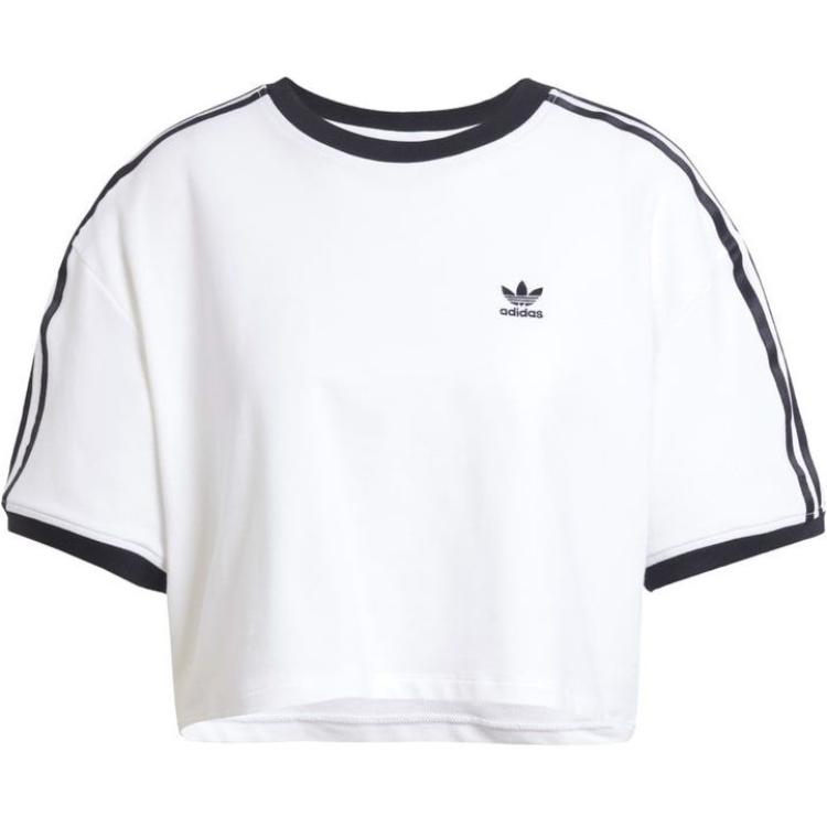 Adicolor 3 Stripes свободный кроп-топ Adidas Originals, белый — фото 3
