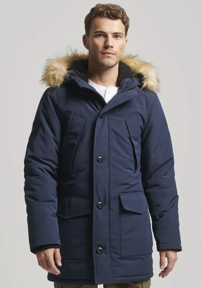

Стеганая куртка Superdry "EVEREST FAUX FUR HOODED PARKA", синий