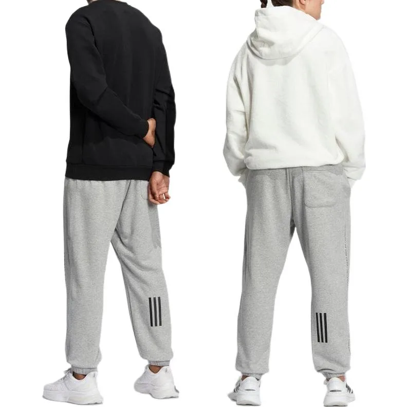 Adidas Повседневные брюки унисекс светло-серый хизер с манжетами — фото 4